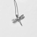 Sterling Silver Filigree Dragonfly Necklace, Silver Chain, Spirit Bugs, Insect Jewelry