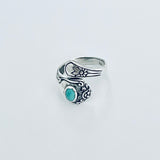 Sterling Silver Spoon Style Ring with Synthetic Turquoise, Spoon Ring, Silver Rings