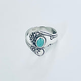 Sterling Silver Spoon Style Ring with Synthetic Turquoise, Spoon Ring, Silver Rings