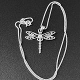 Sterling Silver Filigree Dragonfly Necklace, Silver Chain, Spirit Bugs, Insect Jewelry
