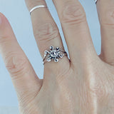 Sterling Silver Dainty Sunburst Ring, Sun Rings, Sunshine Jewelry