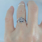 Sterling Silver Dainty Sunburst Ring, Sun Rings, Sunshine Jewelry