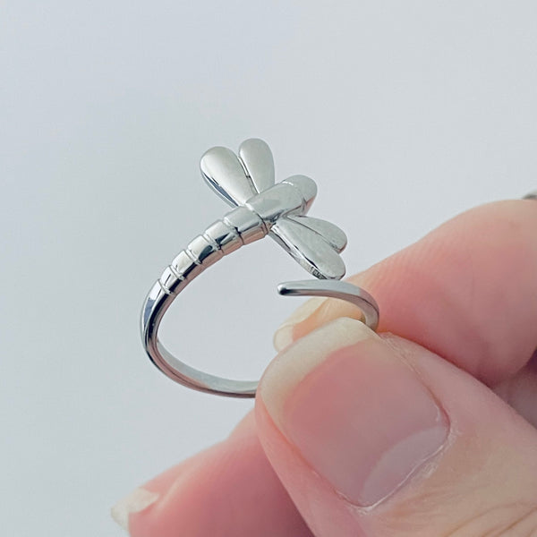 Sterling Silver Wraparound Dragonfly Ring, Bug Rings, Insect Ring, Spirit Bugs