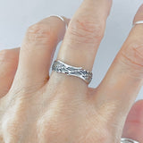 925 Sterling Silver Unisex Eternity Feather Band Ring | Boho Angel Wing Spirit Rings
