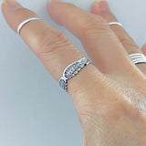 925 Sterling Silver Unisex Eternity Feather Band Ring | Boho Angel Wing Spirit Rings