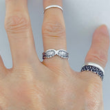 925 Sterling Silver Unisex Eternity Feather Band Ring | Boho Angel Wing Spirit Rings