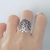 925 Sterling Silver Large Tree Of Life Ring | Boho Fortune Statement Silver Rings