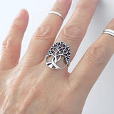925 Sterling Silver Large Tree Of Life Ring | Boho Fortune Statement Silver Rings
