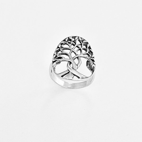 925 Sterling Silver Large Tree Of Life Ring | Boho Fortune Statement Silver Rings