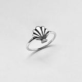 Sterling Silver Beach Seashell Ring | Dainty Ocean Jewelry Silver Rings