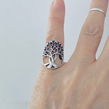 925 Sterling Silver Large Tree Of Life Ring | Boho Fortune Statement Silver Rings