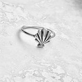 Sterling Silver Beach Seashell Ring | Dainty Ocean Jewelry Silver Rings