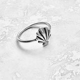 Sterling Silver Beach Seashell Ring | Dainty Ocean Jewelry Silver Rings