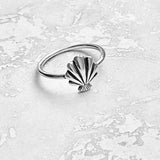 Sterling Silver Beach Seashell Ring | Dainty Ocean Jewelry Silver Rings