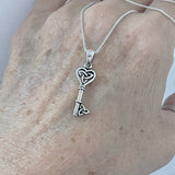 Sterling Silver Triquetra Celtic Key Necklace, Silver Necklace, Boho Necklace, Celtic Necklace