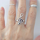 Sterling Silver Large Music Note Ring, Silver Ring, Boho Ring