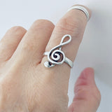 Sterling Silver Large Music Note Ring, Silver Ring, Boho Ring
