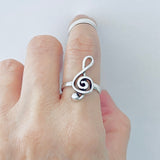 Sterling Silver Large Music Note Ring | Musician Statement Silver Rings