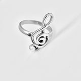 Sterling Silver Large Music Note Ring | Musician Statement Silver Rings