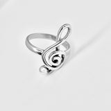 Sterling Silver Large Music Note Ring, Silver Ring, Boho Ring