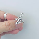 Sterling Silver Large Music Note Ring, Silver Ring, Boho Ring