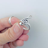 Sterling Silver Large Music Note Ring | Musician Statement Silver Rings