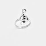 Sterling Silver Large Music Note Ring | Musician Statement Silver Rings