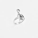 Sterling Silver Large Music Note Ring | Musician Statement Silver Rings