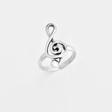 Sterling Silver Large Music Note Ring | Musician Statement Silver Rings