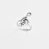 Sterling Silver Large Music Note Ring | Musician Statement Silver Rings