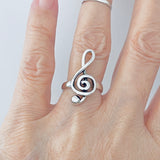 Sterling Silver Large Music Note Ring, Silver Ring, Boho Ring