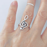 Sterling Silver Large Music Note Ring | Musician Statement Silver Rings