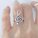 Sterling Silver Large Music Note Ring | Musician Statement Silver Rings