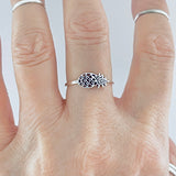 925 Sterling Silver Sideway Pineapple Ring | Dainty Tropical Fruit Silver Rings