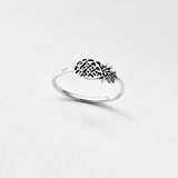 925 Sterling Silver Sideway Pineapple Ring | Dainty Tropical Fruit Silver Rings