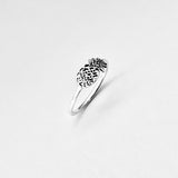 925 Sterling Silver Sideway Pineapple Ring | Dainty Tropical Fruit Silver Rings