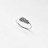925 Sterling Silver Sideway Pineapple Ring | Dainty Tropical Fruit Silver Rings