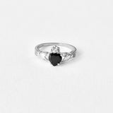Sterling Silver Black CZ Heart Claddagh Ring, Silver Rings, Loyalty and Friendship Jewelry