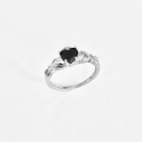 Sterling Silver Black CZ Heart Claddagh Ring, Silver Rings, Loyalty and Friendship Jewelry