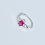 Sterling Silver Ruby CZ Heart Claddagh Ring, Loyalty and Friendship Rings, July Birthstone Ring