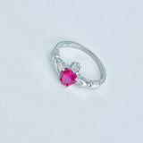 Sterling Silver Ruby CZ Heart Claddagh Ring, Loyalty and Friendship Rings, July Birthstone Ring
