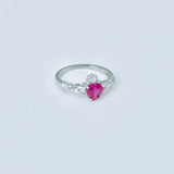 Sterling Silver Ruby CZ Heart Claddagh Ring, Loyalty and Friendship Rings, July Birthstone Ring