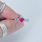 Sterling Silver Ruby CZ Heart Claddagh Ring, Loyalty and Friendship Rings, July Birthstone Ring