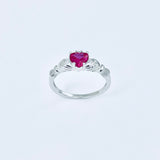 Sterling Silver Ruby CZ Heart Claddagh Ring, Loyalty and Friendship Rings, July Birthstone Ring