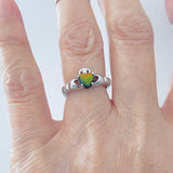 Sterling Silver Black Lab Opal Heart Claddagh Ring, Silver Ring, Opal Ring, Friendship Ring