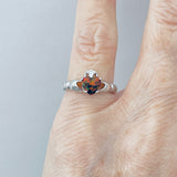 Sterling Silver Black Lab Opal Heart Claddagh Ring, Silver Ring, Opal Ring, Friendship Ring