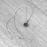 Sterling Silver Dainty Small Sunflower Necklace, Flower Chain, Sunshine Jewelry