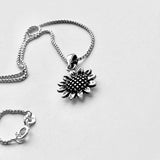 Sterling Silver Dainty Small Sunflower Necklace, Flower Chain, Sunshine Jewelry