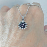 Sterling Silver Dainty Small Sunflower Necklace, Flower Chain, Sunshine Jewelry