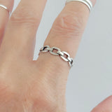 Sterling Silver Unisex Eternity Chain Link Ring, Silver Rings, Stackable Wedding Band
